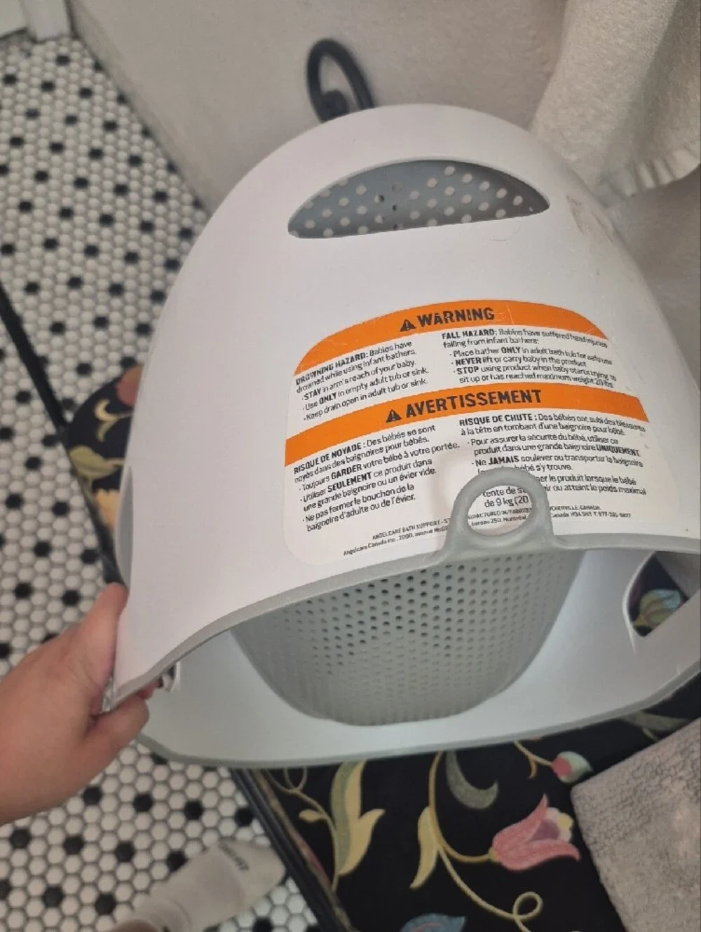Baby Bath Support - White with Light Gray Insert